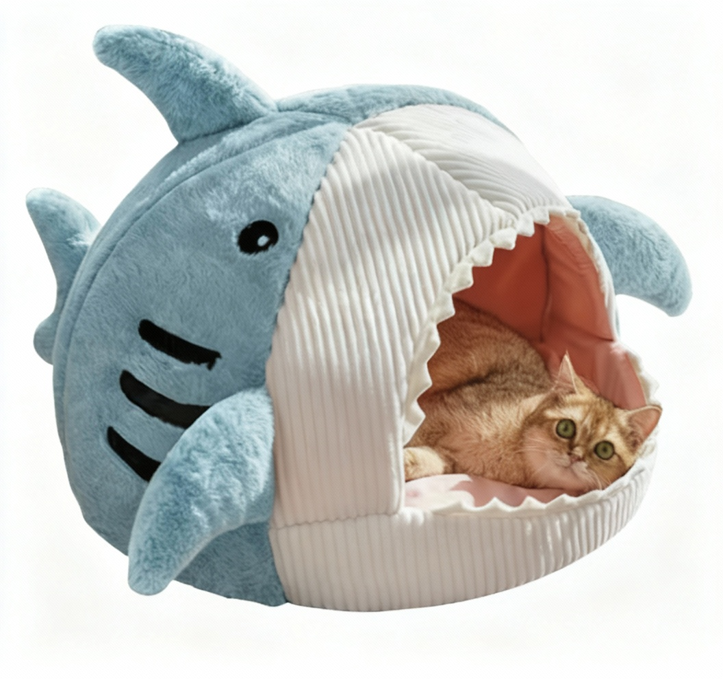 Lit Chaud pour Chats – Cartoon Shark Bed