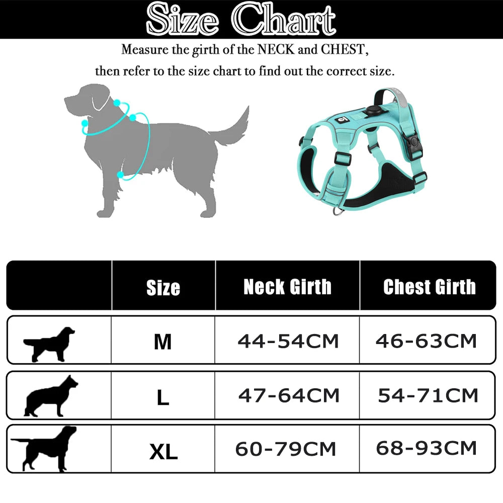 Dog Harness with Airtag Holder and Leash Set-Premium Oxford Breathable Material Durable Reflective Dog Harness and Leash Set