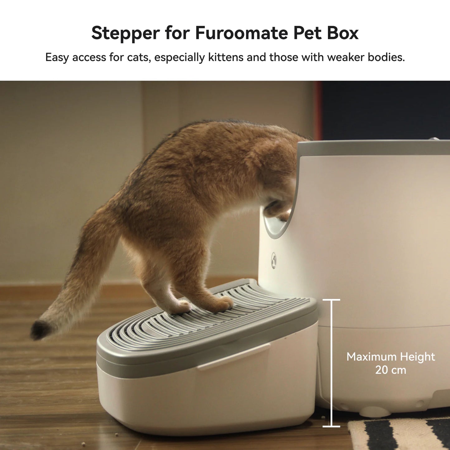 3-In-1 Cat Stepper for Self-Cleaning Litter Box, Trapping Litter & Storage Tray with Non-Slip Ramp for