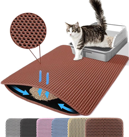 Cat Litter Mat Double Layer Pet Non Slip Big Pet Litter Box Filter Matwear Resistant Waterproof Anti-Slip Cat Litter Mat