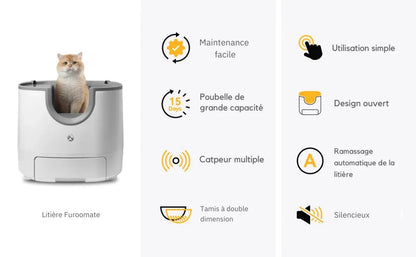 Bac à litière intelligent pour chat – 11L autonettoyant
